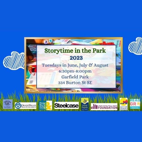 Storytime in the Park happens Tuesdays in June, July, and August
